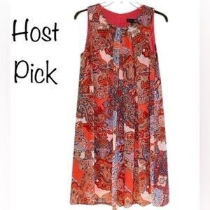Jessica Howard Sleeveless Paisley Overlay Shift Dress in Corals/Blues Women’s 8P